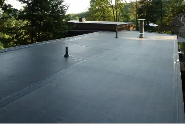 building with epdm roofing installed