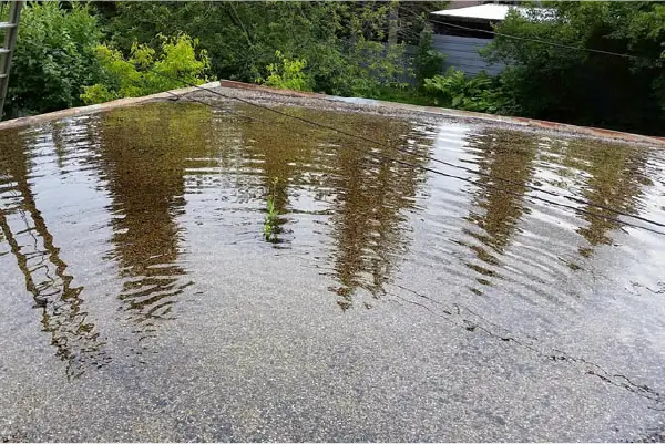 Image of ponding water on a commercial roof system