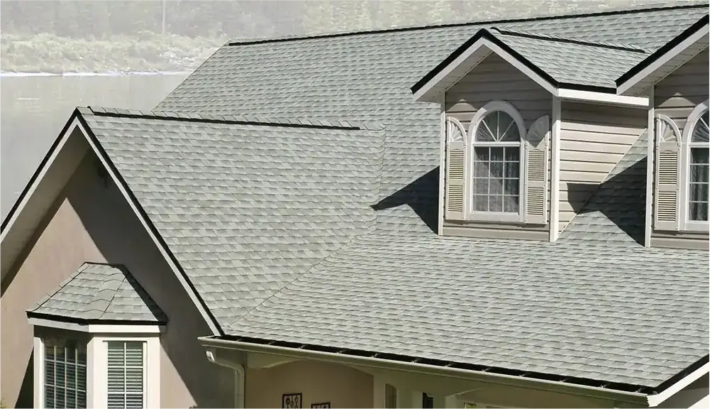 House with asphalt shingle roofing