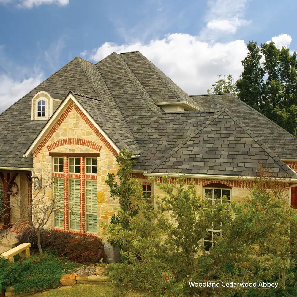 Image of a home with designer shingle roofing materials