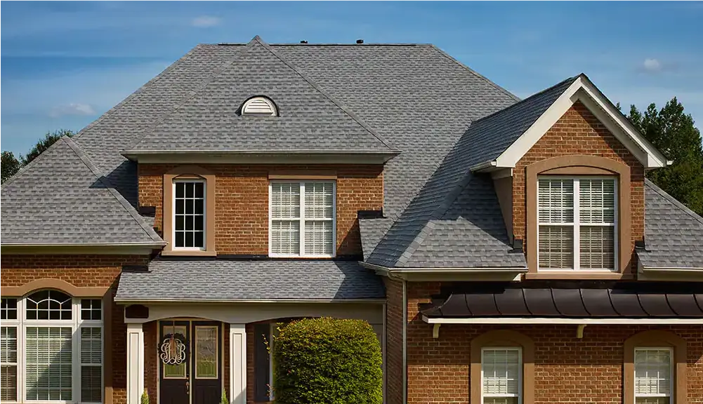 House with asphalt shingle roofing