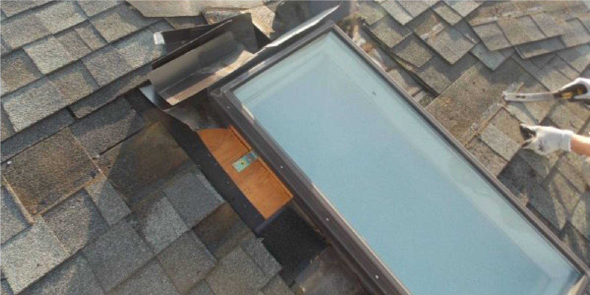 Image of a roof skylight that was leaking